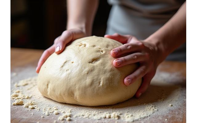 Baker som former deig for hånd