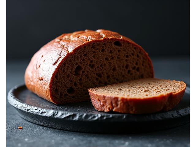 Mørkt norsk rugbrød skåret i skiver