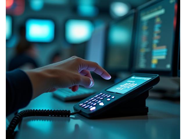 En person svarer en blinkende nødanrop på en telefon i et travelt miljø.