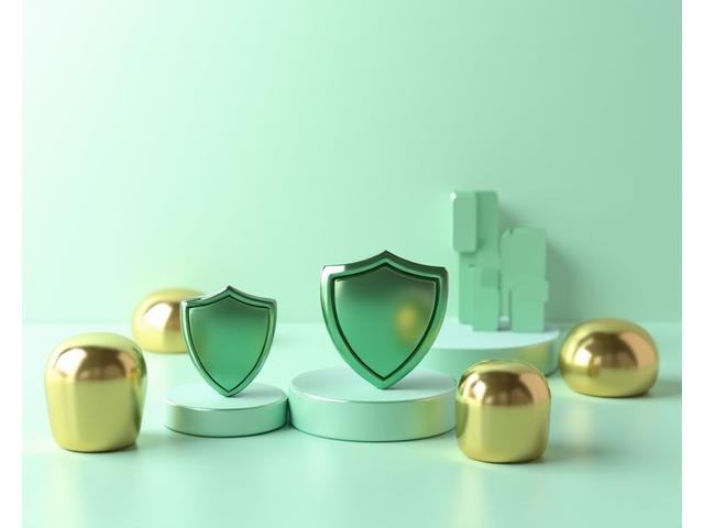 Illustrasjon av sikkerhetsskjold og GDPR-sertifiseringsmerker