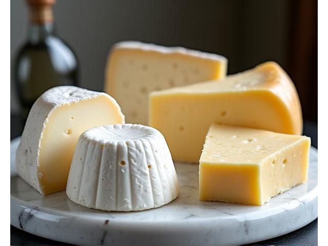 Utvalg av franske oster, inkludert Brie og Roquefort
