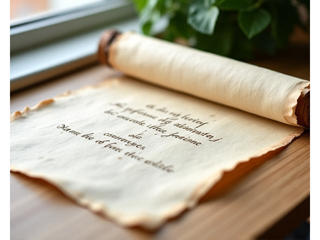 En tradisjonell norsk illustrasjon av et lovdokument eller en lang rull pergament, som representerer gamle og nye lover som beskytter personvern.